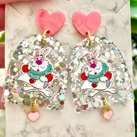 The White Rabbit Acrylic Earrings - Picture 1 of 5